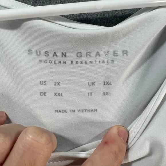 Susan Graver Modern Essentials Liquid Knit A-Line Top White Size 2X - Picture 3 of 6